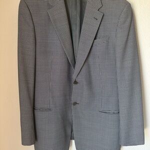Armani Collezioni Wool Blazer Checkered Italy 2 Button Classic Notch Lapel 44L